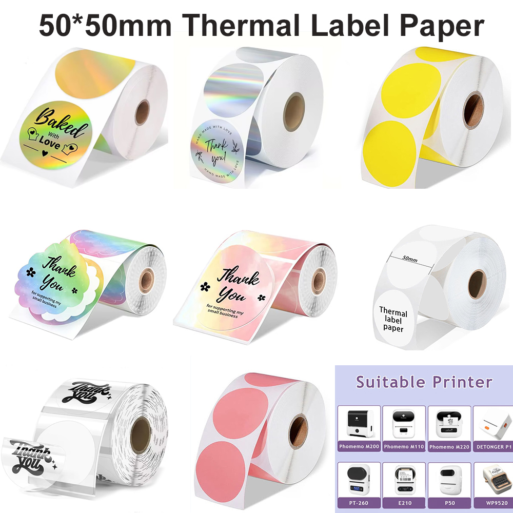 Commercial Printing Paper - 1 рулон круглой термобумаги 50x50 мм,