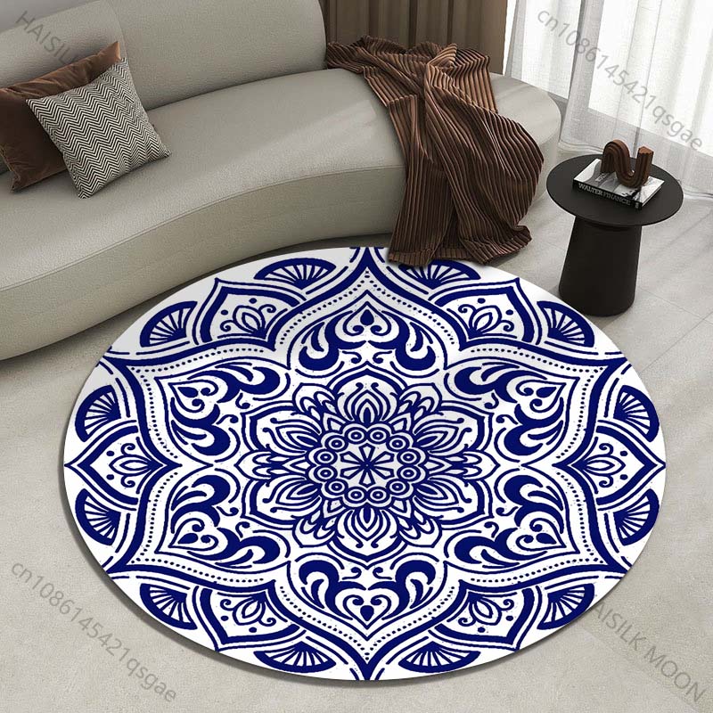 Commercial Printing And Design - Изысканный синий ковер с узором мандалы,