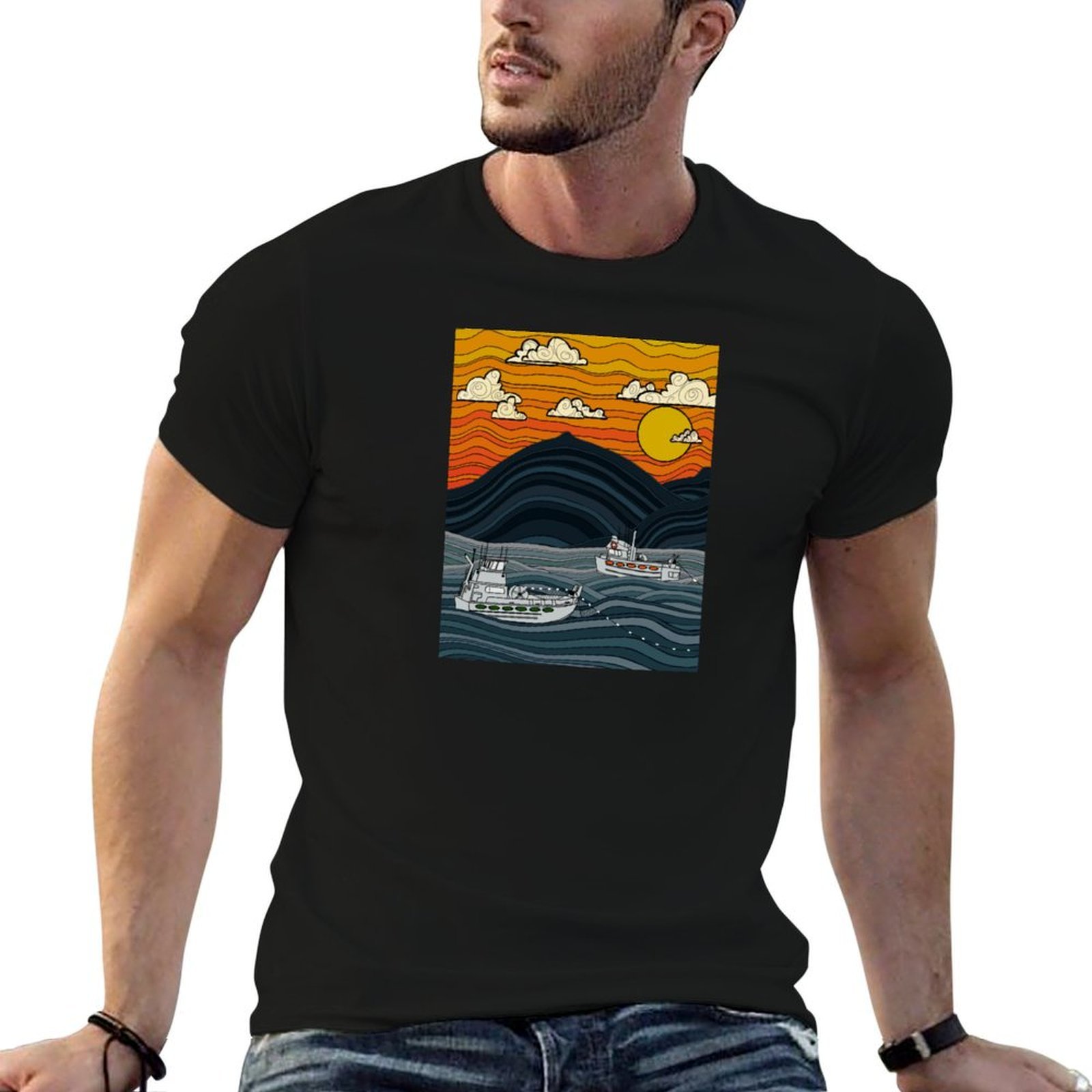 Commercial Shirt Printing - Футболка для коммерческого рыболовства, рабочая одежда,